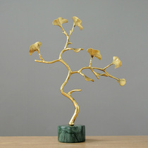 European-style light luxury brass ginkgo ornaments home accessories creative modern simple study living room wine cabinet decoration gifts