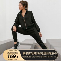 La Nikar fitness sports jacket Womens autumn and winter loose long-sleeved running top zipper stand-up collar casual jacket