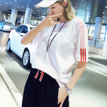 Pop brand 2020 new casual sports suit womens summer Korean version loose thin Harajuku wind short-sleeved T-shirt two-piece set