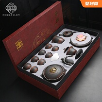 High-end Jianshui Purple Pottery Ceramic Kung Fu Tea Set Purple Sand Set Teapot Cover Bowl Tea Cup Office Home Set Gift Box