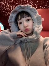 BORAKOO Korea East Gate cute ~ gray baby fungus collar hooded sweater coat