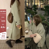 HEYGIRL black brother Korean version of loose small double-sided woolen coat feminine temperament medium and long woolen coat winter