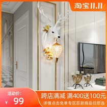 Zucai deer head wall lamp living room TV background wall decoration simple modern bedroom bedside lamp light luxury Film and Television wall lamp