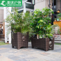 Sunshine outdoor furniture Villa courtyard garden planting flower pot flower box flower rack flower tray storefront woven Vine square flower box