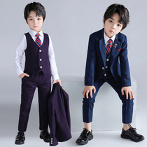 2021 new boy kids suit suit suit handsome flower girl dress dress British plus velvet padded