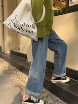 Pregnant Woman Jeans Spring Autumn 2020 New Tidal Moms Outside Wearing Loose Straight Drum 90% Pants Wide-legged Pants Gestation Pregnancy Fall