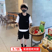 Boy Clothing Boy Suit 2021 Summer Dress New CUHK Children Fake Two Short Sleeves T TOOLING 50% shorts
