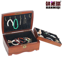 Han Miqi with lock key double wooden Korean jewelry box European Princess retro storage makeup jewelry box