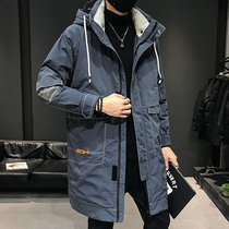 Down jacket mens medium and long 2021 new winter fashion handsome thickened winter frock coat tide brand mens clothing