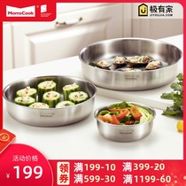 Mu kitchen 304 stainless steel plate disc plate plate thick creative household dish 22 24 26cm