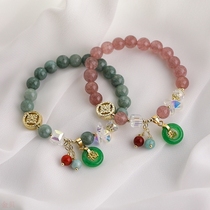 2021 new design Crystal elastic bracelet Korean strawberry Crystal Buddha girl lucky character student bracelet hand ornaments