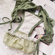 Underpants Female lacing Two sides can be solved with low waist ice silk screen yarn splicing briefs female lace lace lace lace side opening Japan-ROK