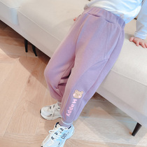 Girl Sports Pants Spring Autumn Slim 2021 new female baby spring foreign air sweatpants Childrens spring outback wearing pants