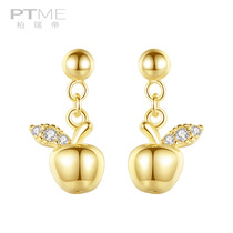 Golden Apple earrings new earrings female sterling silver simple and small temperament earrings ear jewelry 2019 explosive Net Red