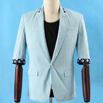 Mens U series spring Qingxiu spring mid-sleeve crimped slim suit jacket 504