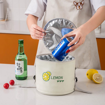 Round lunch box bag Office worker bag portable bento insulated lunch Simple aluminum foil packed thickened rice with barrel bag