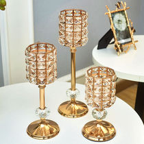 European Nordic luxury Crystal gold candle holder Model room Home romantic dining table Wedding dessert table decoration