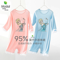 Girls sleepy skirt Spring Summer Model Boy sleeved childrens pajamas Connection Baby Kicking Home Clothes