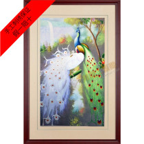  Su embroidery frame finished product handmade embroidery Study entrance office hanging painting characteristic gift white peacock