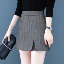 Woolen shorts women 2021 new winter high waist slim autumn winter culottes bottoming pants outside wear Joker casual pants