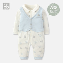 Good boy children's clothing 2019 new neonatal jumpsuit pure cotton male and female baby long sleeve jumpsuit baby crawling suit