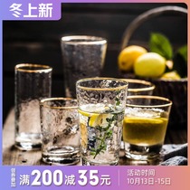 Japanese high-grade gold-edged gilt glass tea tea cup Milk Cup fruit juice cup drink cup 6 sets