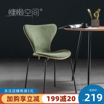 Net red Wrought iron chair Light luxury Nordic leather dining chair Household simple desk backrest stool Butterfly velvet makeup chair