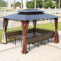 Yuanmao new Chinese pavilion four corners Pavilion courtyard awning anti-corrosion Wood outdoor garden terrace four corner canopy