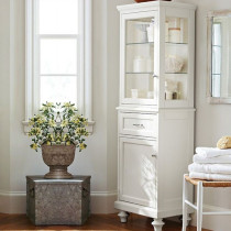 American pastoral bathroom cabinet side cabinet Bathroom oak floor-to-ceiling side cabinet Living room solid wood vertical cabinet storage cabinet spot