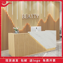 Simple modern beauty salon table light luxury bar table imitation marble corporate front desk commercial