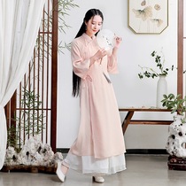 Simple language flared sleeve lady long dress spring and summer Chinese style womens clothing new literature and art
