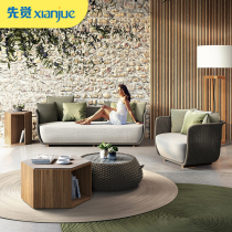 Sofa Outdoor Rattan Art Net Red Courtyard Garden Outdoor Leisure Furniture Terrace Balcony Waterproof Single Sofa Chair