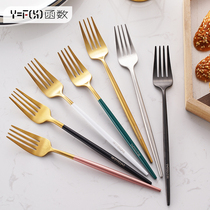 304 stainless steel fruit fork European-style net red to eat fruit fork Home Cake Fork Sweet long handle Ins Nordic