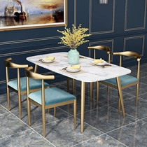 Nordic marble dining table modern simple light luxury net red home dining table and chair combination small apartment dining table rectangle
