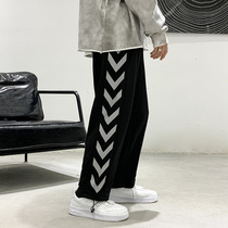 Autumn drawstring tie pants mens and womens casual pants Korean version of the trend Joker hip hop Tide brand Arrow Print Sweatpants