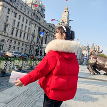 European Standing Oins Tide Net Red Profile Red Down Clothes Women Wedding Brides Thicken Bread Suit Short Subs