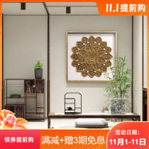 Solid wood decoration wood carving painting Thai style hanging painting art style tea room decoration painting Zen hollow wood carving decoration