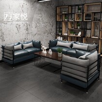 Wanjiayue industrial wind Wrought iron sofa Coffee table combination office leather art to do old antique reception sofa