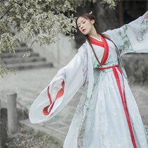 Silver Fox Wei Jin Wind Hanfu female super Fairy elegant wide sleeve flowing fairy skirt Chinese style waist-high skirt Spring and Autumn costume suit