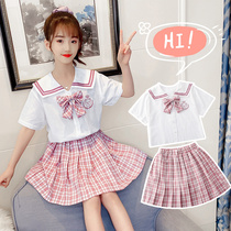 jk uniforms skirts trendy girls summer children half-body plexus skirts suit academy wind full summer clothing two sets