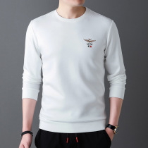 Autumn mens long sleeve T-shirt 2021 new premium sense round neck solid color sweater high end spring and autumn casual mens top