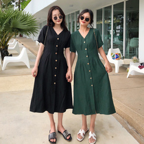 Micro Fat Younger Sister Autumn New Big Code Loose with Thin Dress Dress Woman Dress Fat MM Ocean Air Veil hide Flesh Girlfriends Dress