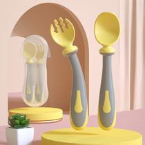  Baby learn to eat training spoon Baby set Fork spoon bendable supplementary food rice spoon Childrens supplementary food tableware set