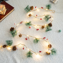 Christmas decoration led lights hanging lights diy pine cones Christmas lights bedroom room scene layout accessories