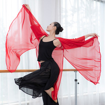 Classical dance red gauze long body rhyme suit Chinese style outside wearing elegant chiffon cloak and Blue White