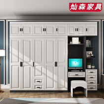 Nordic wardrobe dressing table integrated with side cabinet top cabinet bedroom cabinet modern simple assembly storage wardrobe