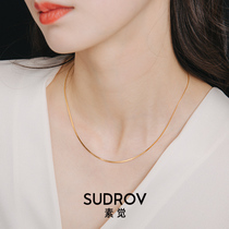 Plain pure silver wild simple fashion clavicle chain Womens basic money chain Vintage gold naked chain Small hi chain Plain chain