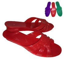 Chrysanthemum crystal slippers jelly womens transparent sandals summer mother non-slip wedge heel thick-soled plastic shoes