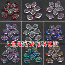 diy ancient style headgear hairpin step jewelry material accessories 13 * 19mm mermaid Gradient glass petals