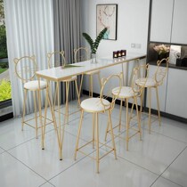 Bar table household luxury window balcony high table marble wall long milk tea shop table and chair combination